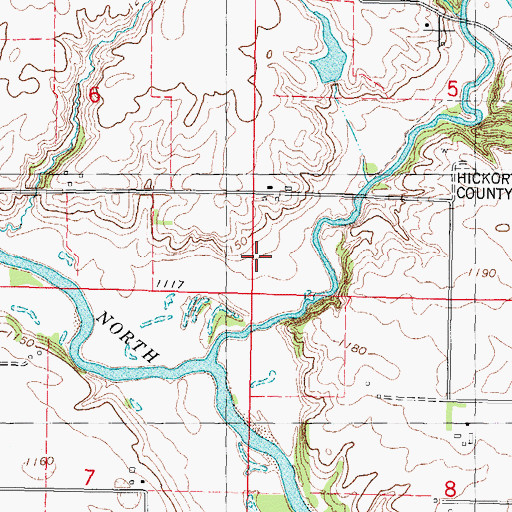 Topographic Map of Camp Creek Wildlife Area, IA