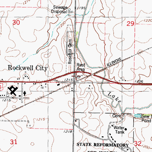 Topographic Map of Highway Number Twenty Rest Area, IA