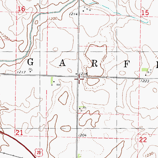 Topographic Map of Burns Post Office (historical), IA