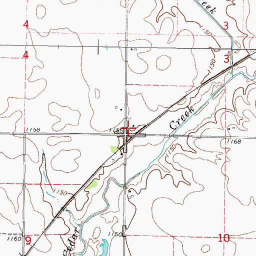 Topographic Map of Muddy Post Office (historical), IA