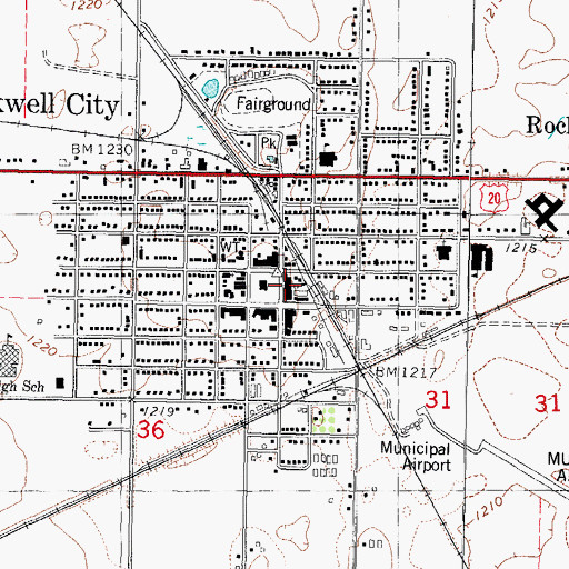 Topographic Map of Rockwell City Hall, IA