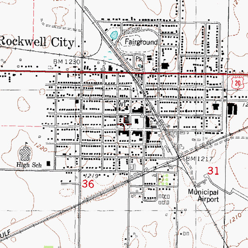 Topographic Map of Rockwell City Library, IA