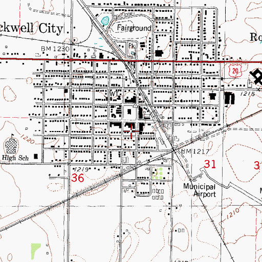 Topographic Map of Rockwell City Post Office, IA