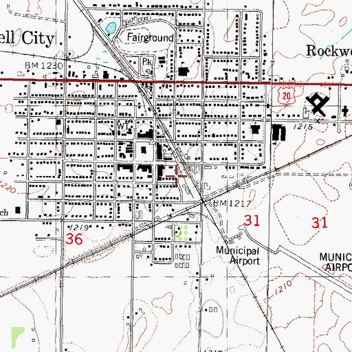Topographic Map of Farmers Co-op Elevator, IA