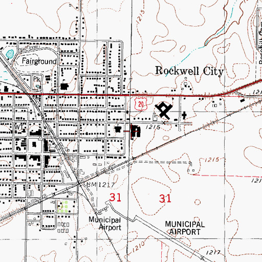 Topographic Map of South Central Calhoun Elementary School, IA