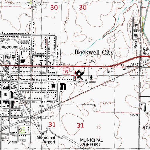 Topographic Map of McFarland Clinic at Rockwell, IA
