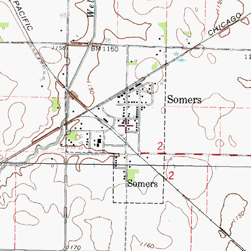 Topographic Map of Somers Post Office, IA