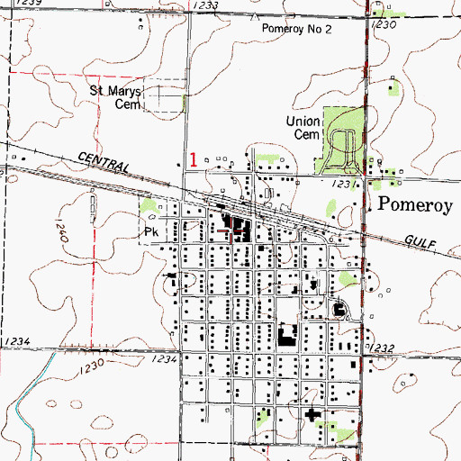 Topographic Map of Pomeroy City Hall, IA