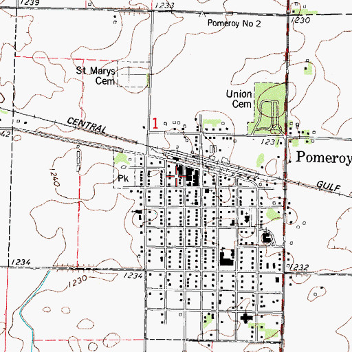 Topographic Map of Pomeroy Post Office, IA