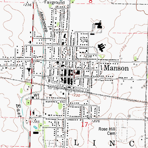 Topographic Map of Manson Town Police Department, IA