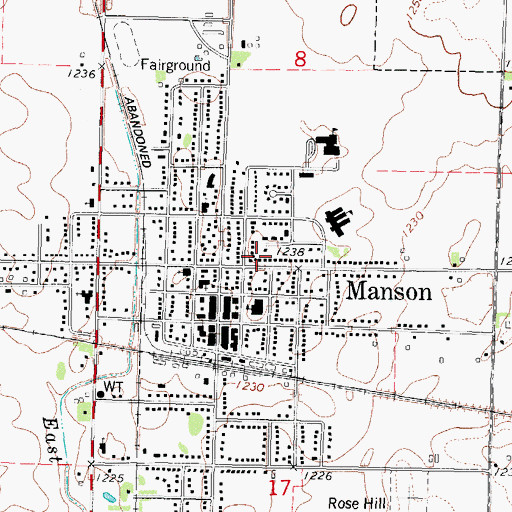 Topographic Map of Manson Library, IA