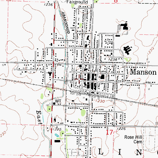 Topographic Map of Manson Post Office, IA