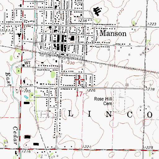 Topographic Map of Mendenhall Park, IA