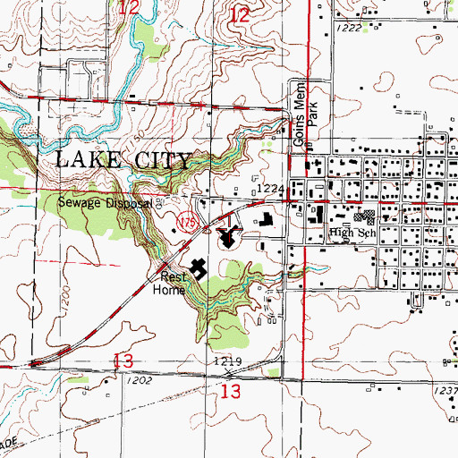 Topographic Map of McFarland Clinic at Lake City, IA