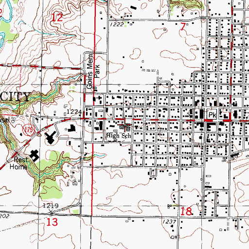 Topographic Map of South Central Calhoun High School, IA