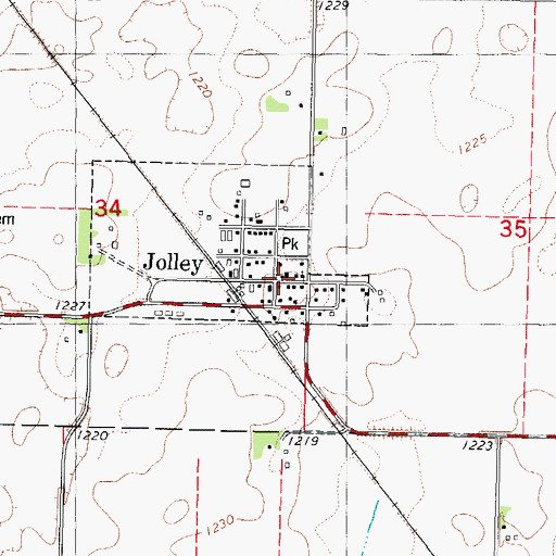 Topographic Map of Jolley Post Office, IA