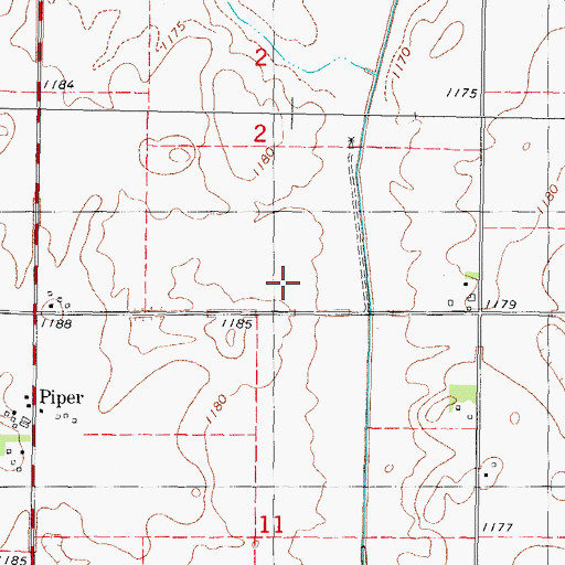 Topographic Map of Piper Cemetery, IA