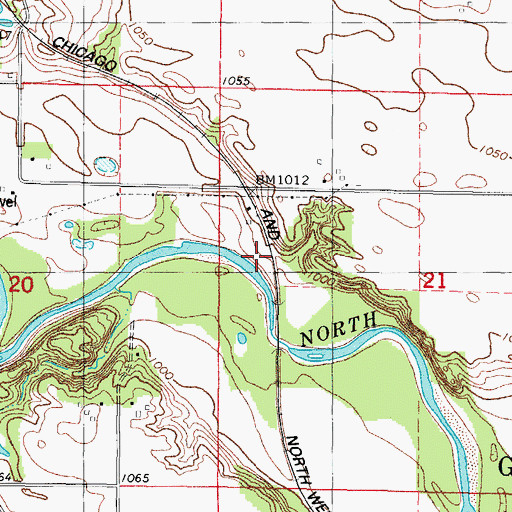 Topographic Map of Gravel Dale Siding (historical), IA