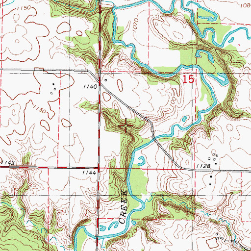 Topographic Map of Cedar Creek Post Office (historical), IA