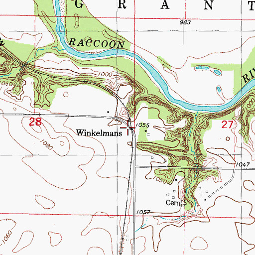 Topographic Map of Winkelmans (historical), IA