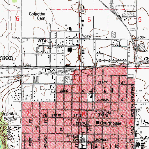 Topographic Map of Jefferson, IA