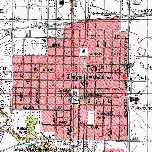 Topographic Map of Jefferson Public Library, IA