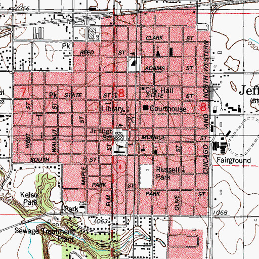 Topographic Map of Jefferson Telephone Company Museum, IA