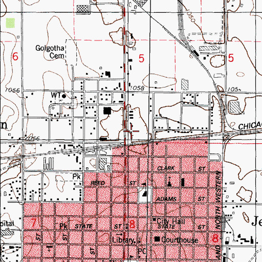 Topographic Map of Mahanay Bell Tower, IA