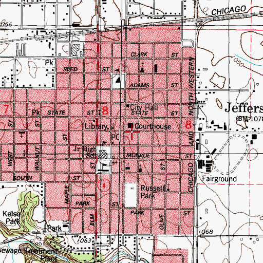 Topographic Map of Jefferson Eye Care Center, IA