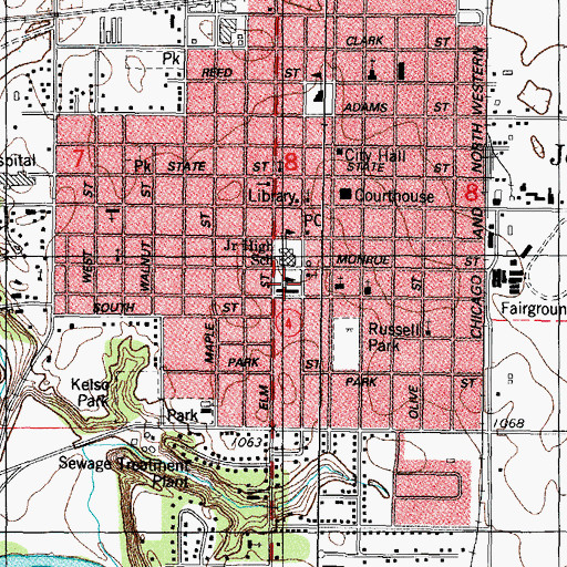 Topographic Map of South Grade School, IA