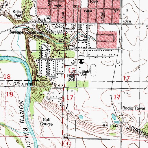 Topographic Map of Greene County High School, IA