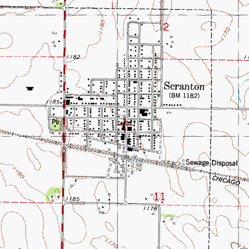 Topographic Map of Scranton City Town Hall, IA