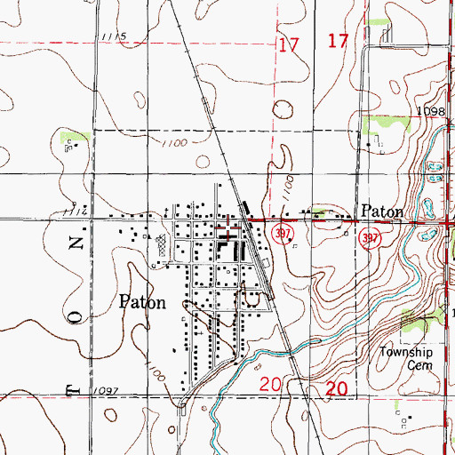Topographic Map of Paton Fire Department, IA