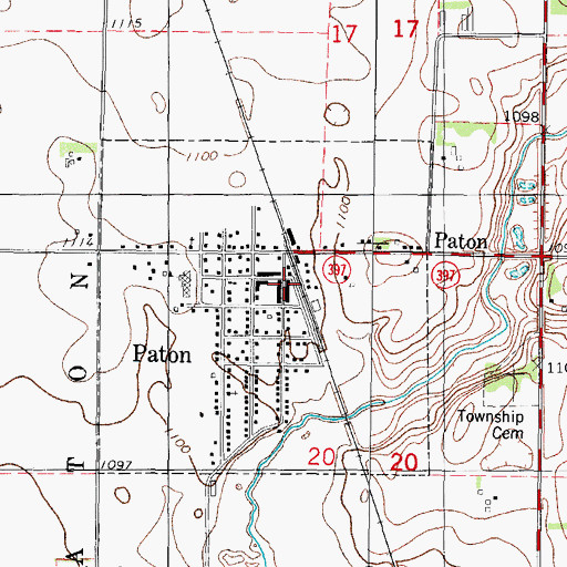 Topographic Map of Paton Town Hall, IA