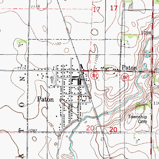 Topographic Map of Paton Library, IA