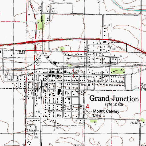 Topographic Map of Grand Junction Post Office, IA