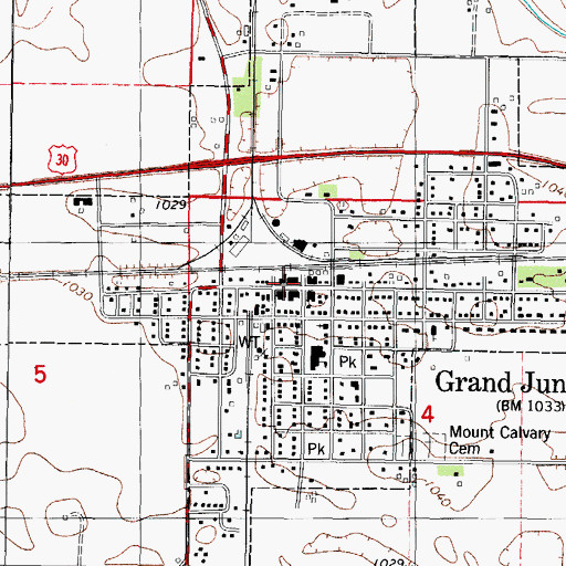Topographic Map of Grand Junction Library, IA