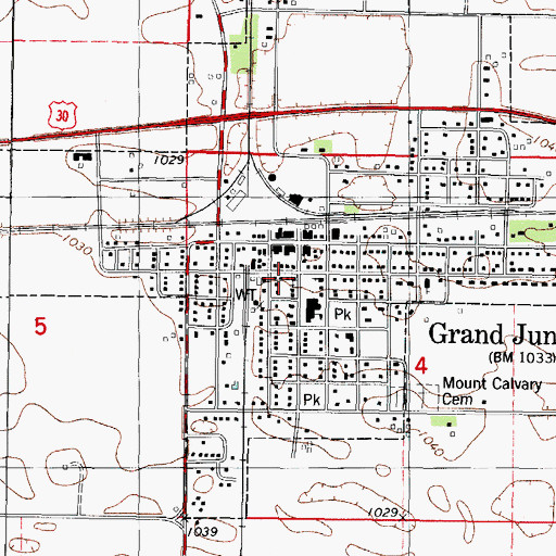 Topographic Map of Presbyterian Church, IA