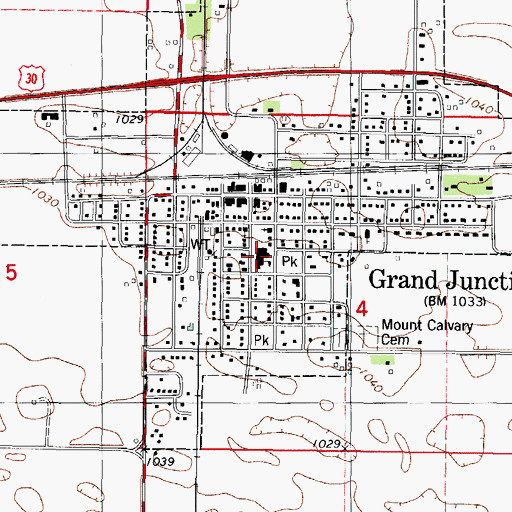 Topographic Map of Greene County Intermediate School, IA