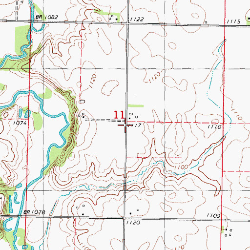 Topographic Map of Old Cedar Cemetery, IA
