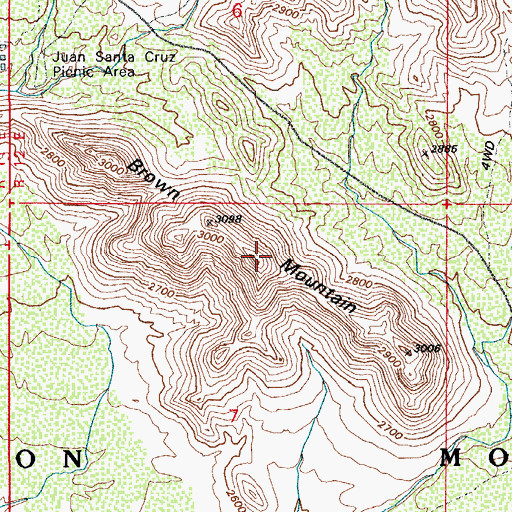 Topographic Map of Brown Mountain, AZ