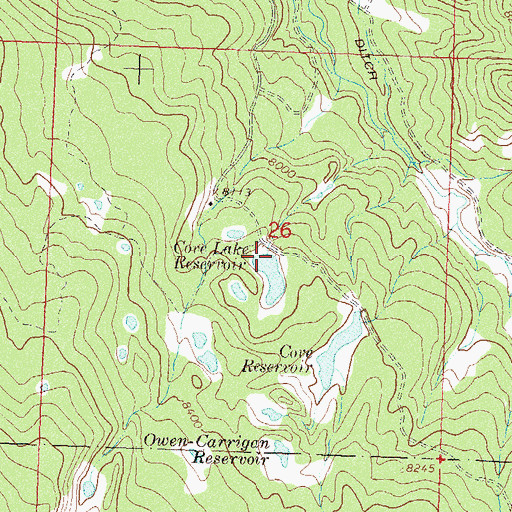 Topographic Map of Cove Lake Dam, CO
