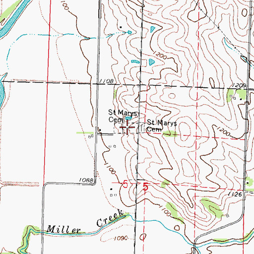 Topographic Map of Saint Mary's Cemetery, IA