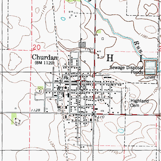 Topographic Map of Churdan City Hall, IA