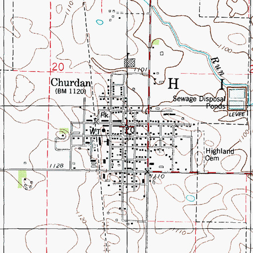 Topographic Map of Churdan Post Office, IA