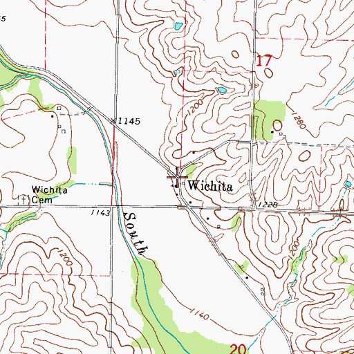 Topographic Map of Wichita Post Office (historical), IA