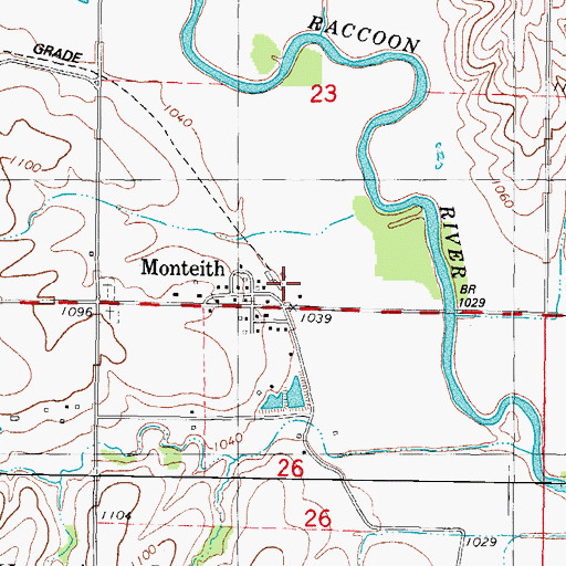 Topographic Map of Monteith (historical), IA