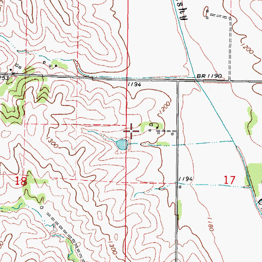 Topographic Map of Brushy Valley Post Office (historical), IA
