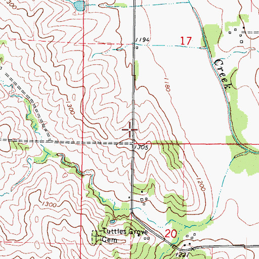 Topographic Map of Tuttle Grove Post Office (historical), IA