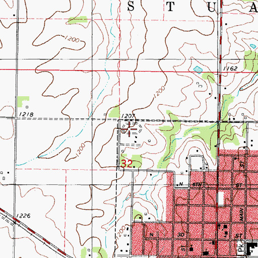 Topographic Map of Stuart Speedway, IA